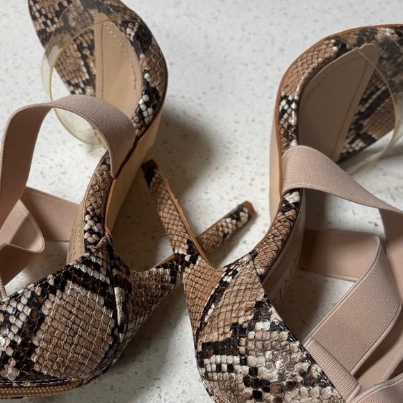 SIMMI MADELINE BEIGE SNAKE CLEAR STRAPPY STILETTO HEELS  S4 - Picture 10 of 15